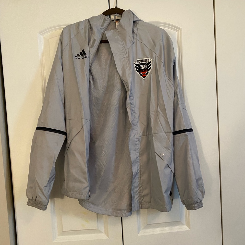 Grey Adidas DC United Rain/Windbreaker Jacket